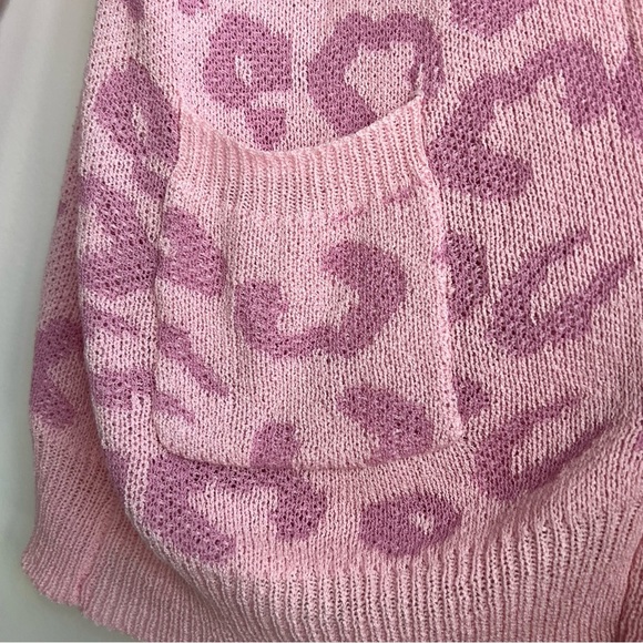 Hayden Los Angeles Pink Animal Print Long Cardigan Make Time For Love Leopard M - Picture 7 of 13
